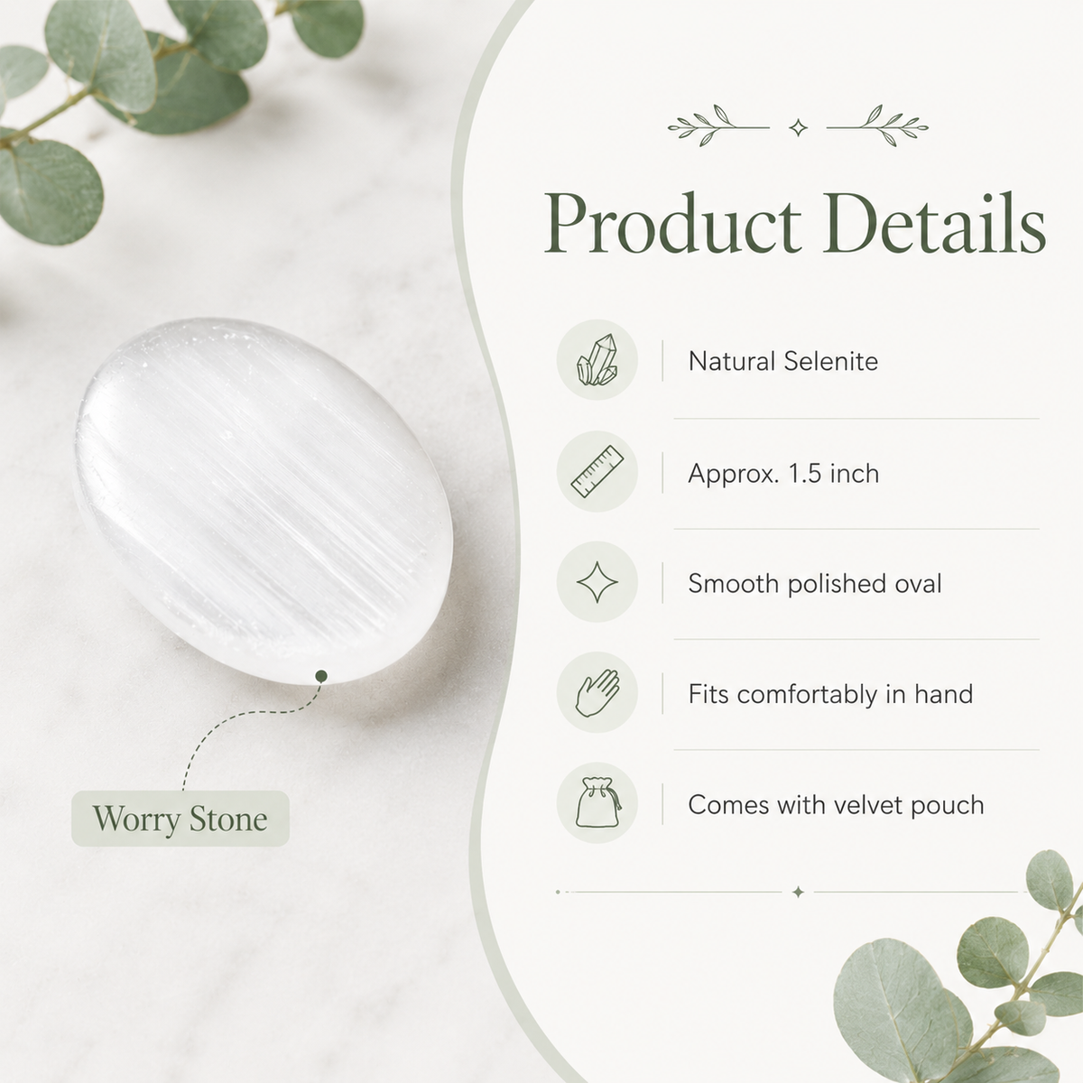 Selenite Pocket Stones (Protection and Clairvoyance )