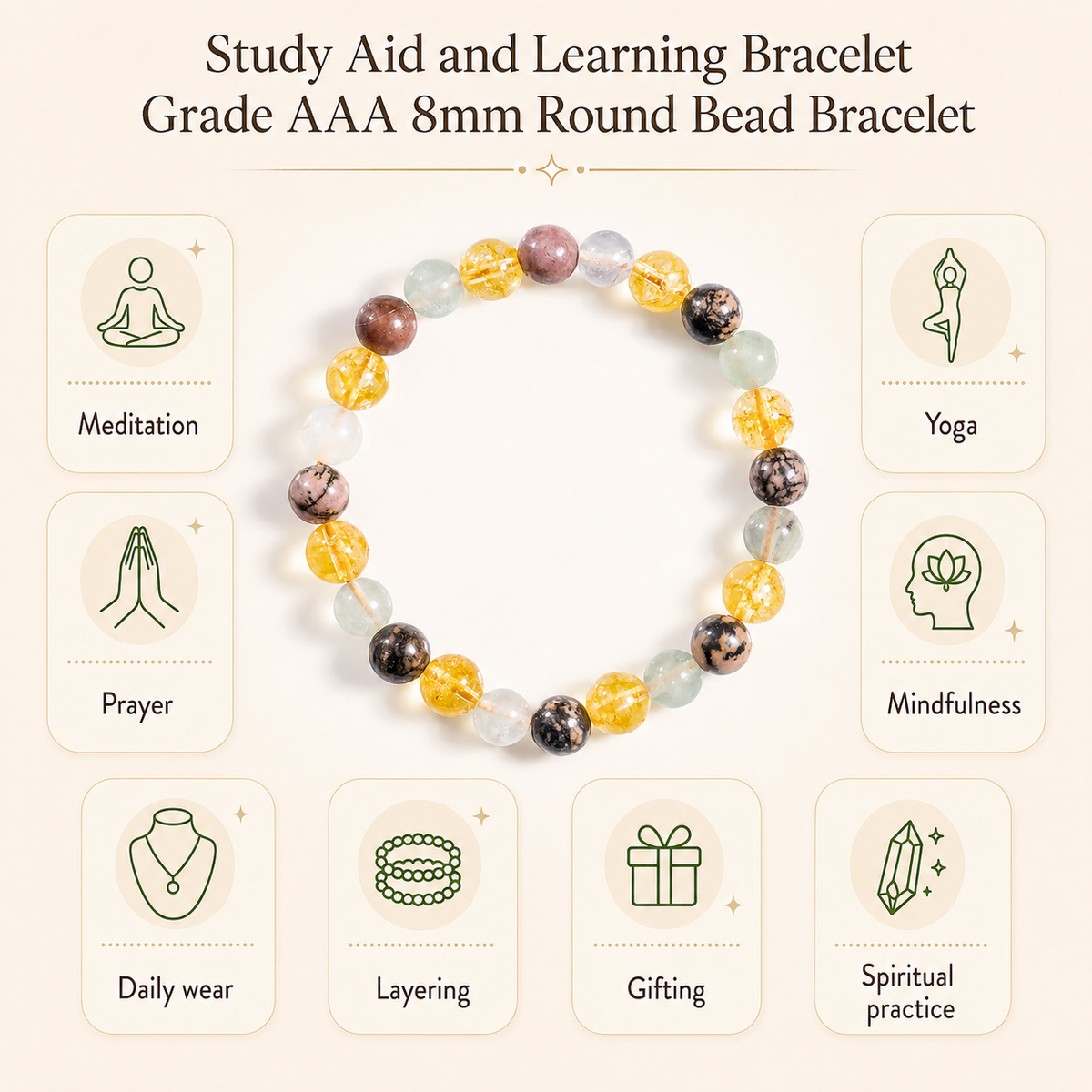 STUDY AID AND LEARNING Crystal Set, Crystal Healing Bracelet.