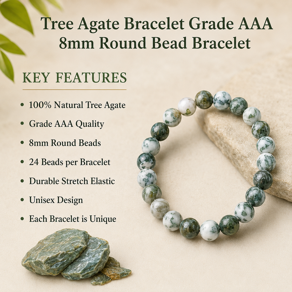 Tree Agate Bracelet (Sense of Peace and Inner Tranquility)