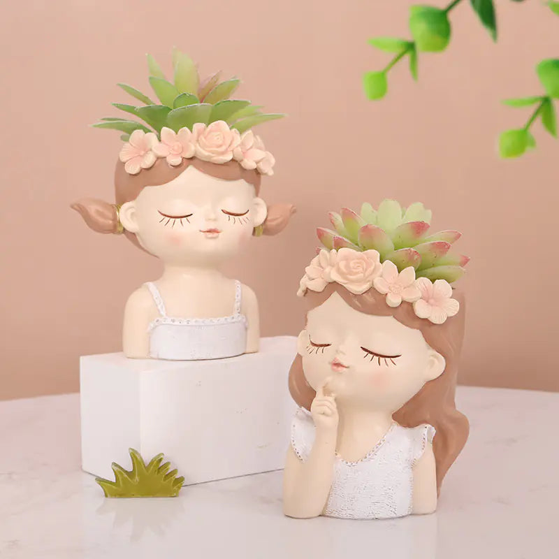 Cute Female Head Flower Pot for Indoor Plants