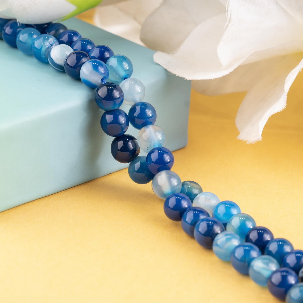 Blue Banded Agate Beads, Natural Crystal Round Beads 6mm to 12mm