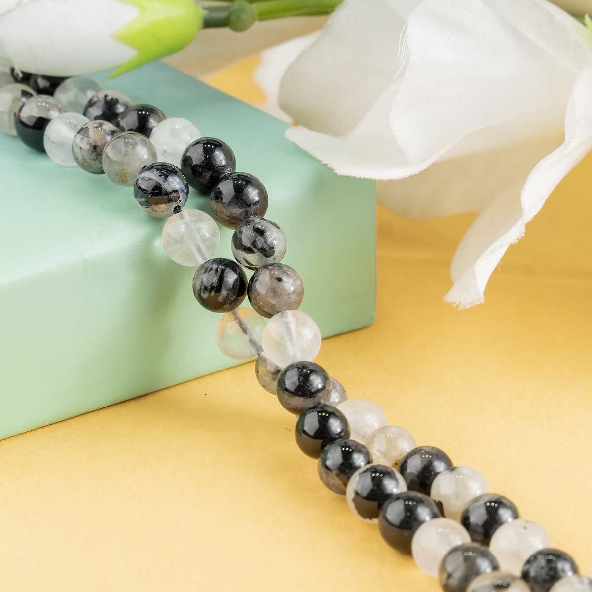 Black Rutile Beads, Natural Round Crystal Beads 6mm to 12mm