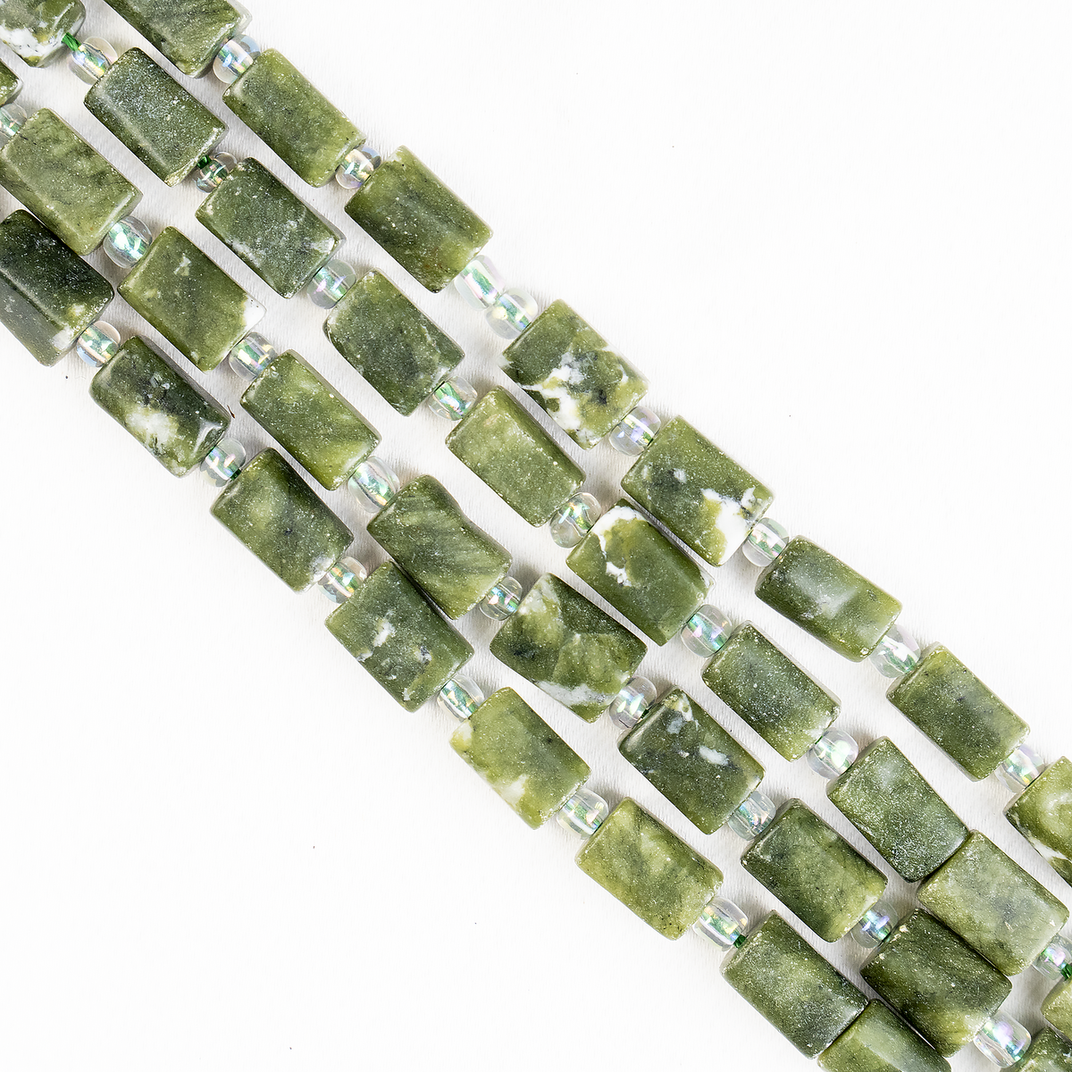 Green Jade Gemstone Pipe Bead, Crystal Healing Tube Beads.