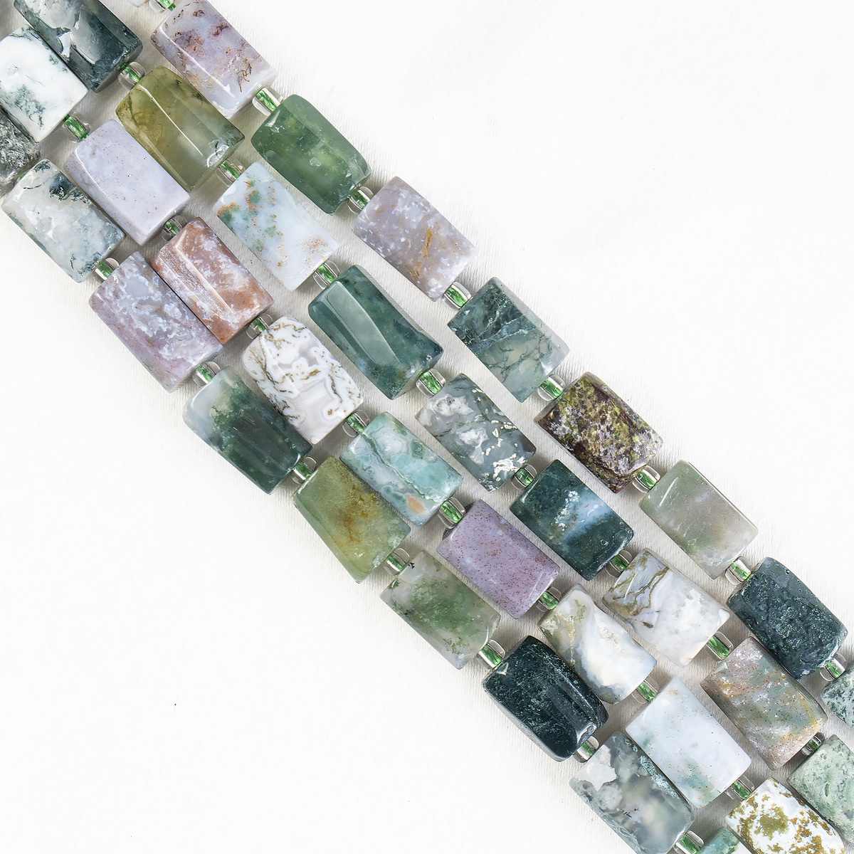 Tree Agate Gemstone Pipe Bead, Crystal Healing Tube Beads.