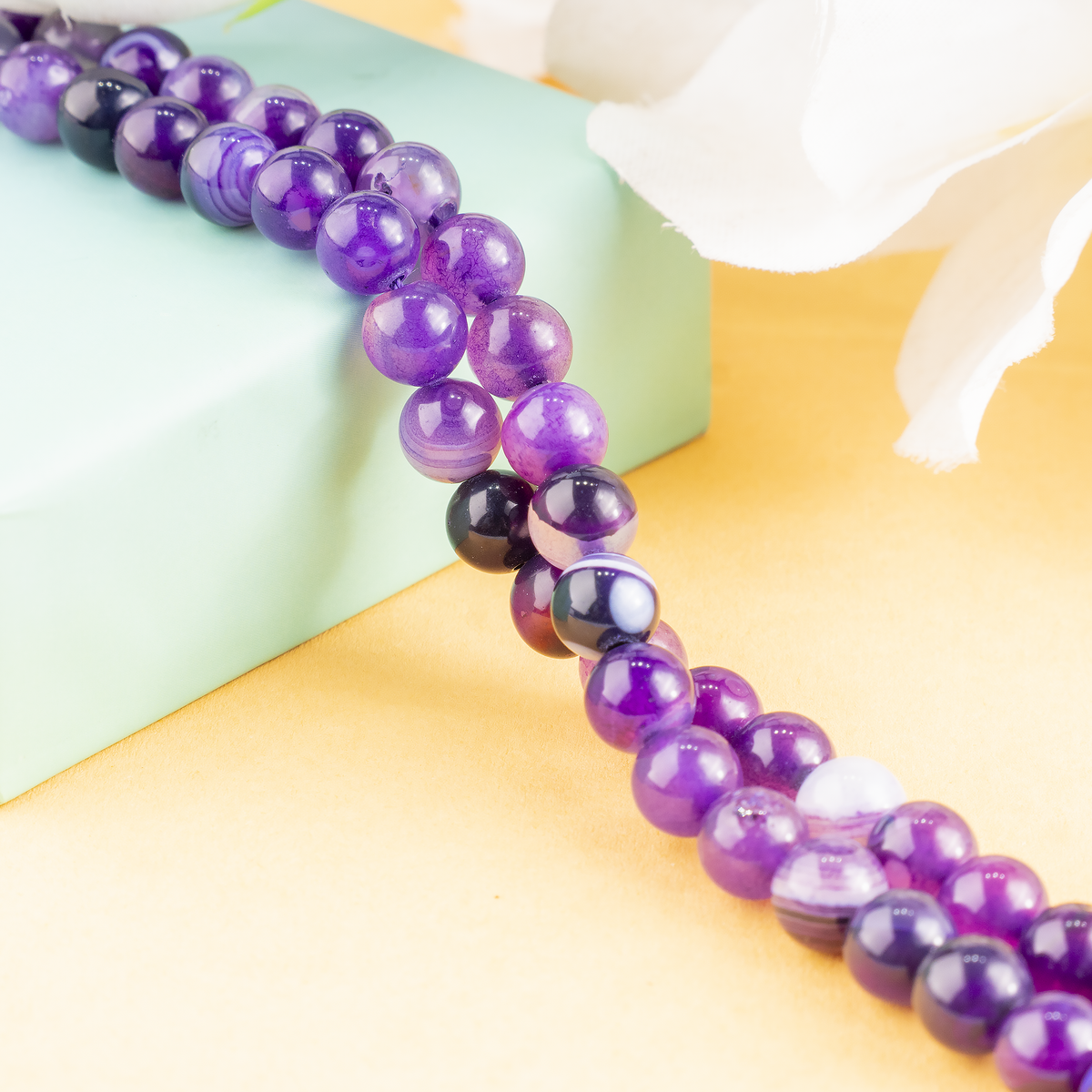 Purple Banded Agate Beads, Natural Crystal Round Beads 6mm to 10mm