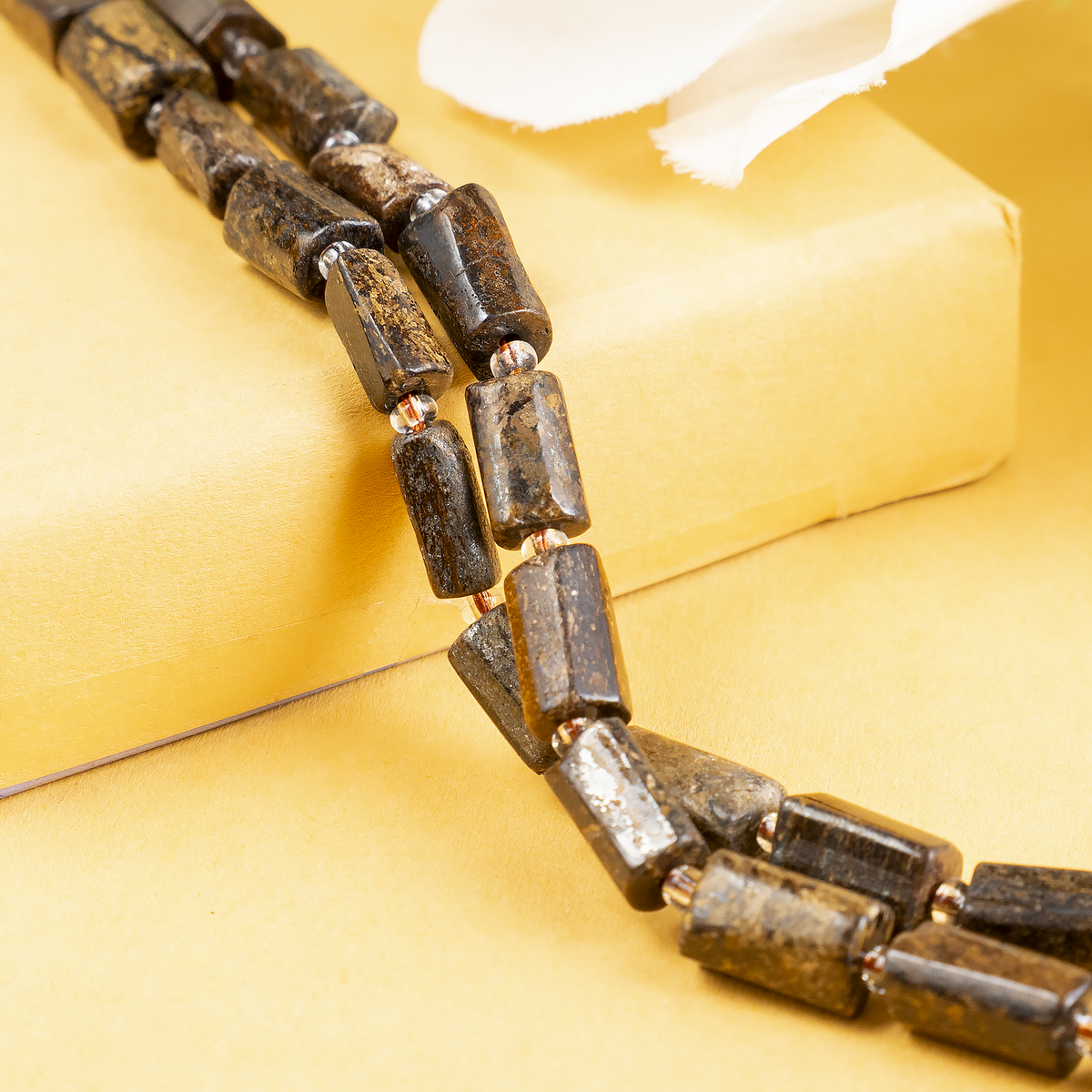 Bronzite Gemstone Pipe Bead, Crystal Healing Tube Beads.