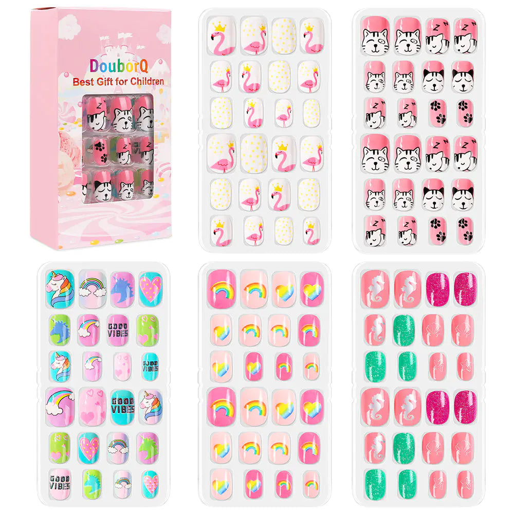 120-Piece Cute Kids Nail Art Fake Nail Set