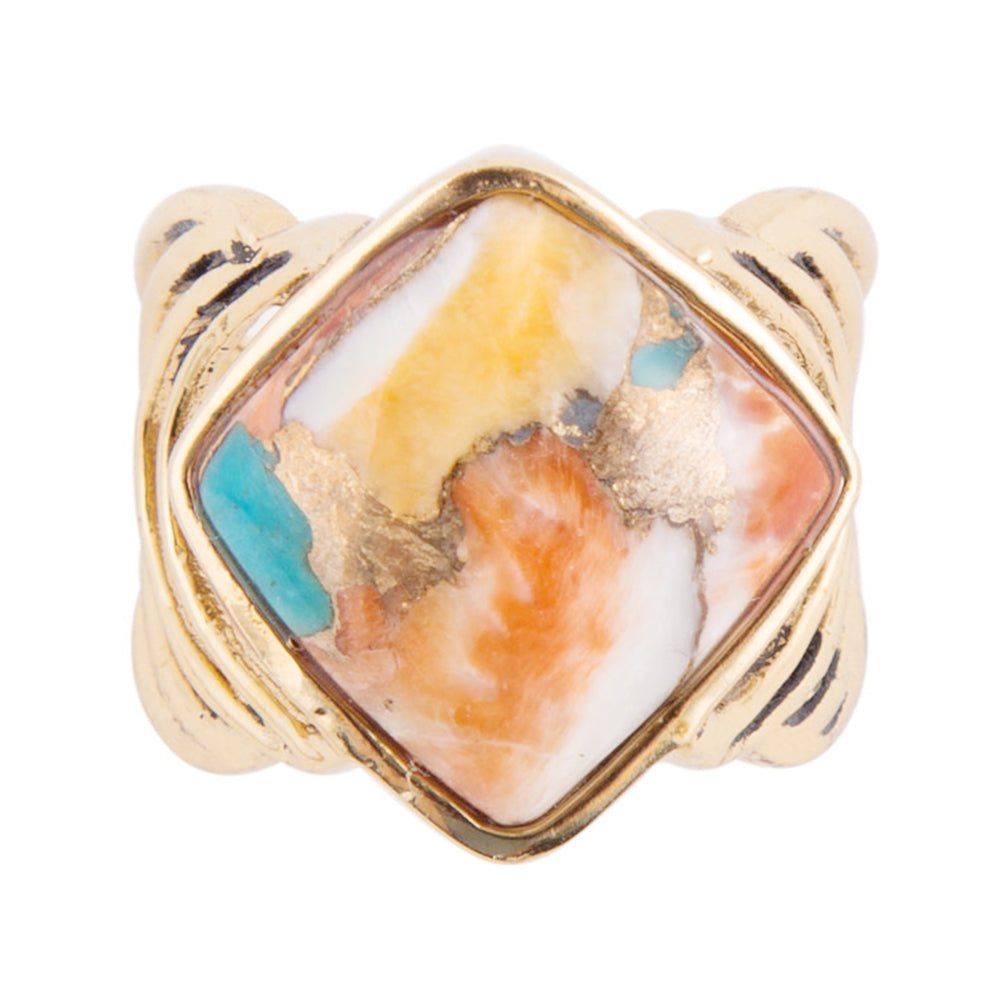 Arrows Blue Turquoise and Orange Spiny Oyster Matrix Golden Ring