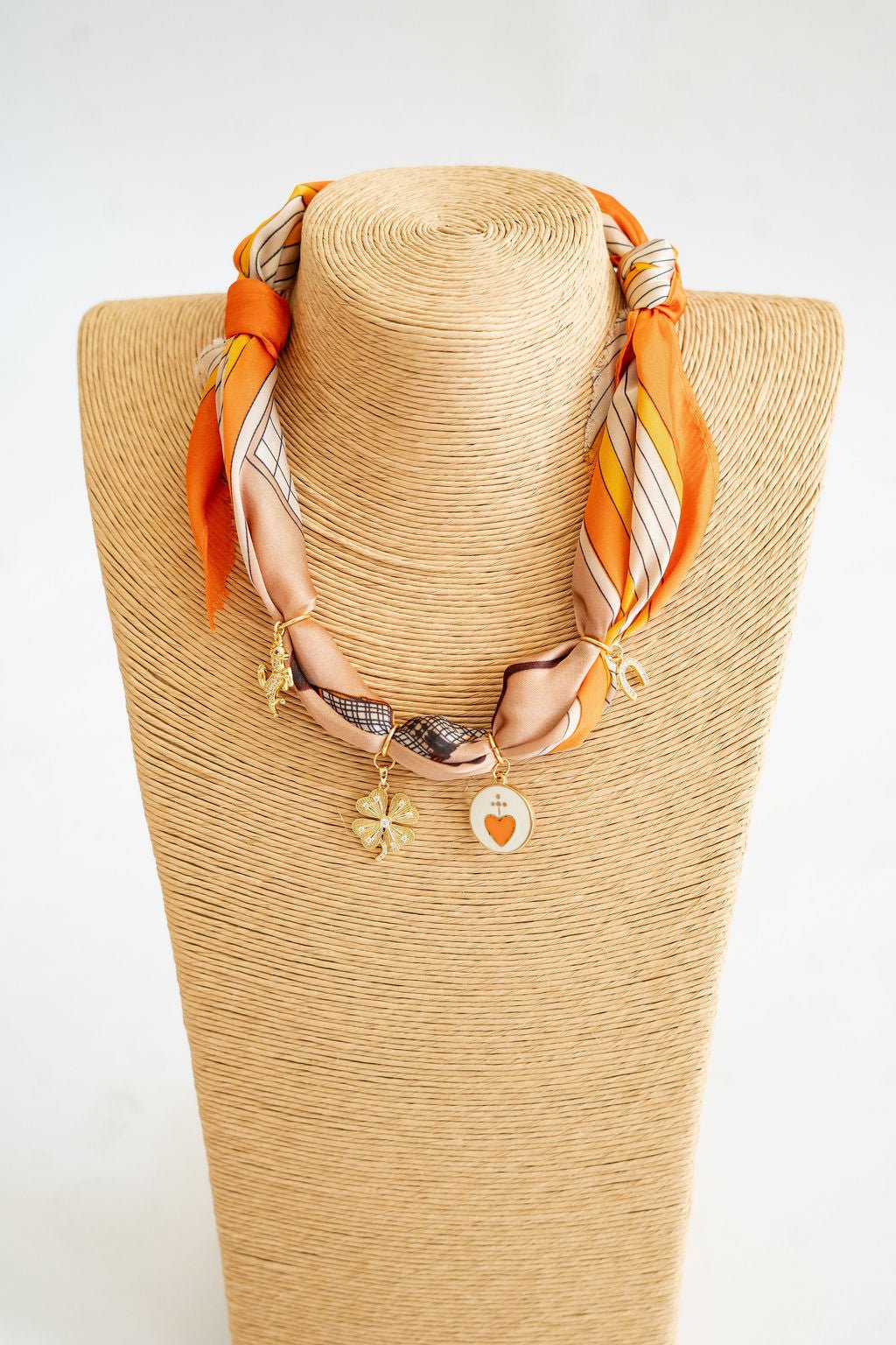 Bebe - Horse Orange Charm - Scarf Necklace