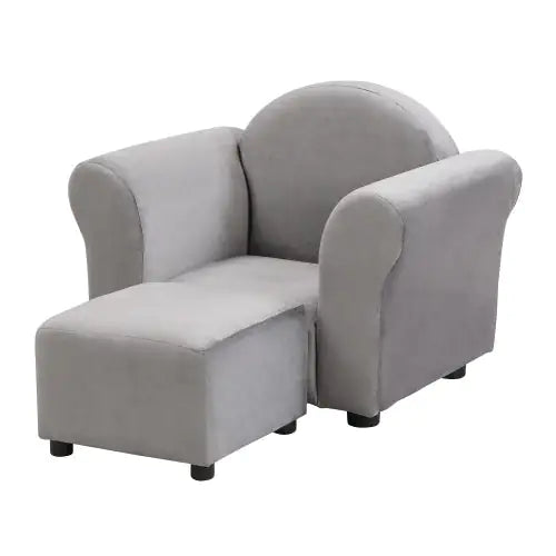Velvet Children's Soft Bag Sofa With Footstool