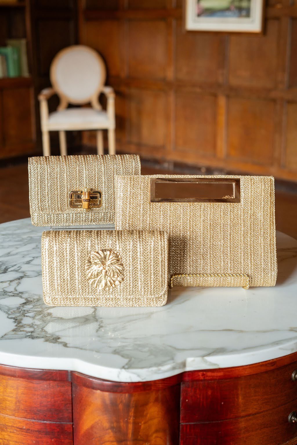 Chloe Clutch - Gold Straw
