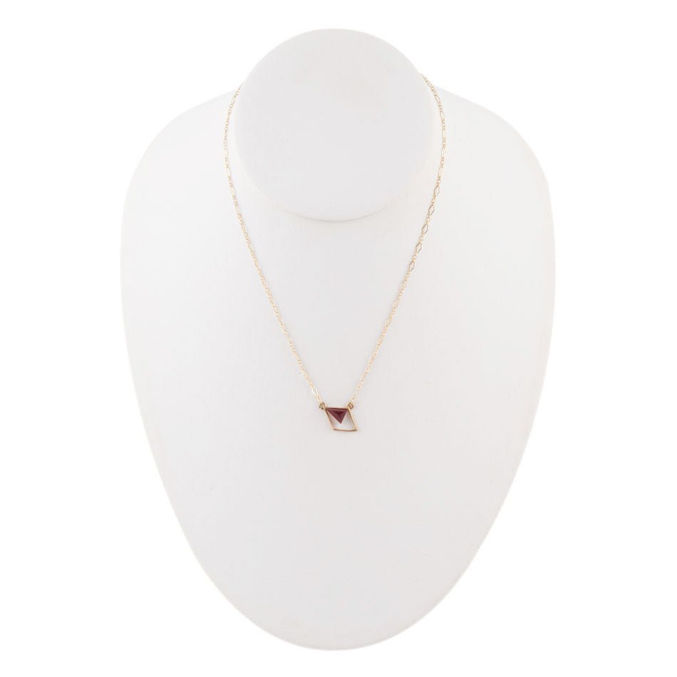 Corundum and Bronze Triangle Necklace