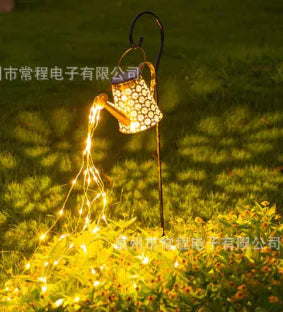 Solar Light Watering Can with Hollow Projection Lamp - 888
