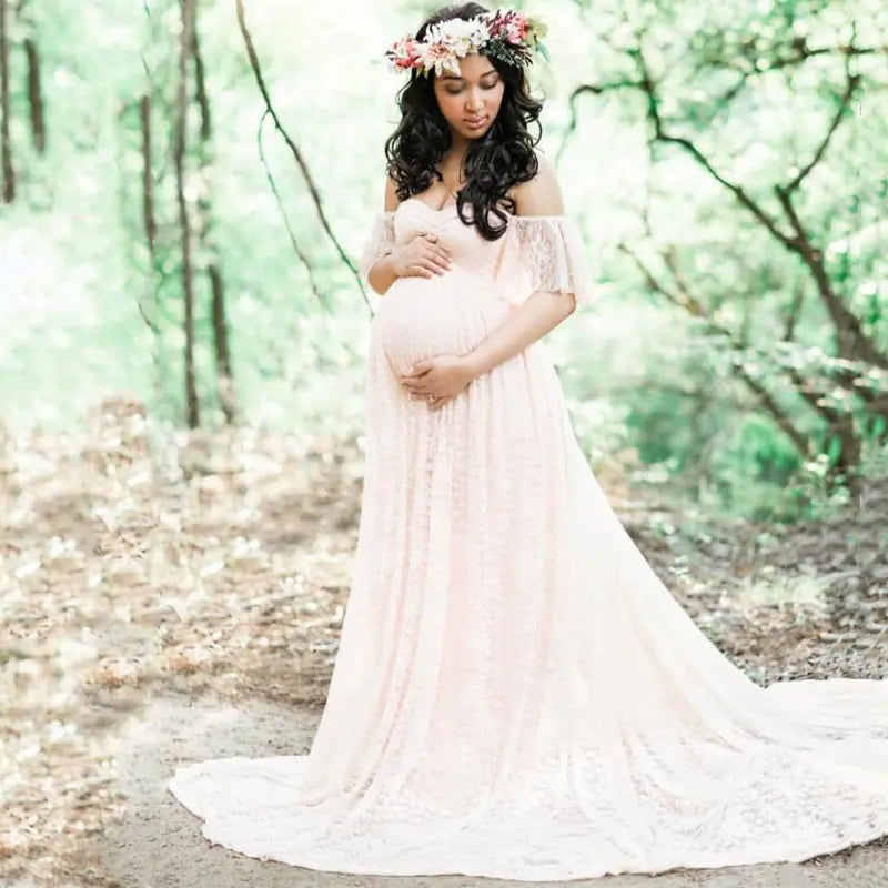 Maternity Photography Props Lace Wedding Dress Gown - 888