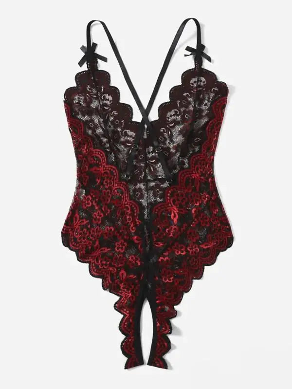 Lace Bodysuit with Open Crotch for Women 732 - Lingerie