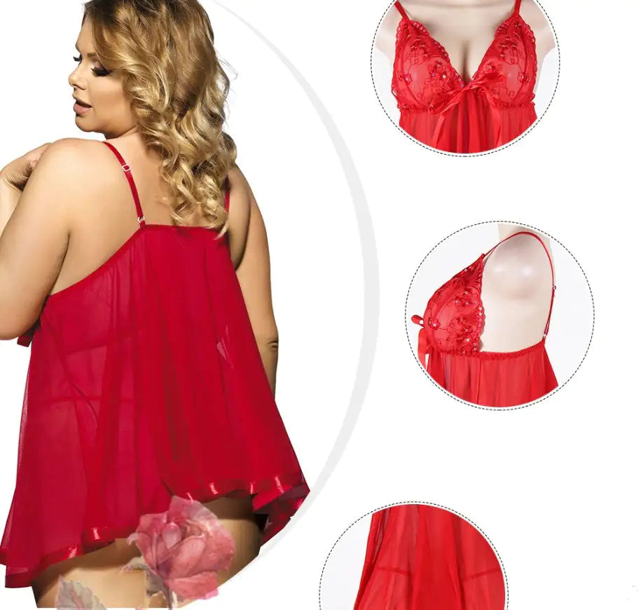 Elegant Lace Plus-Size Sleepdress
