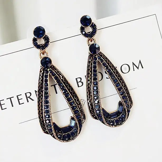 Retro Diamond Irregular Water Drop S925 Silver Stud Earrings