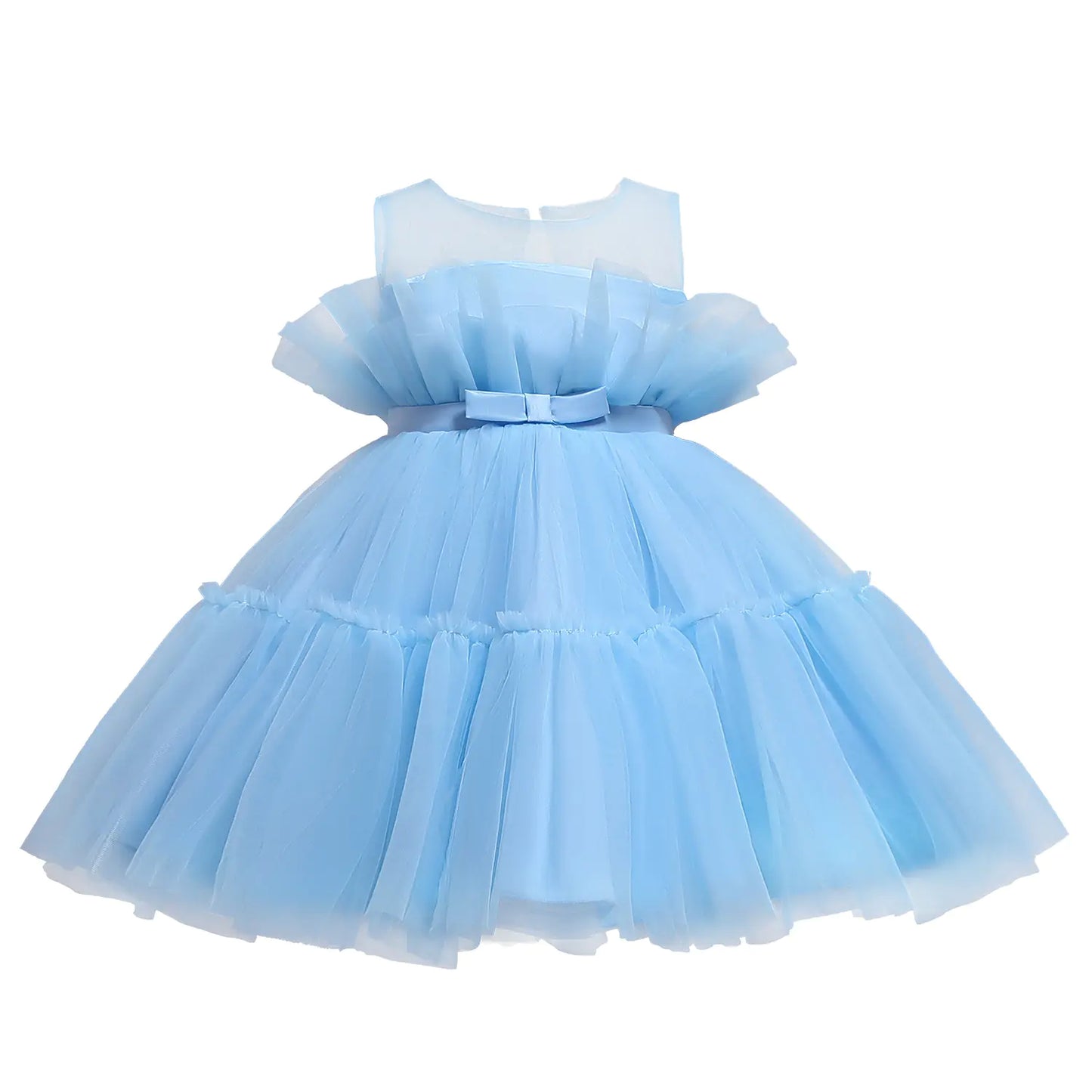 Korean Style Mesh Princess Dress with Bow Tutu Skirt - 888