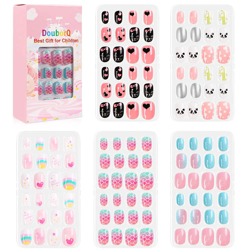 120-Piece Cute Kids Nail Art Fake Nail Set