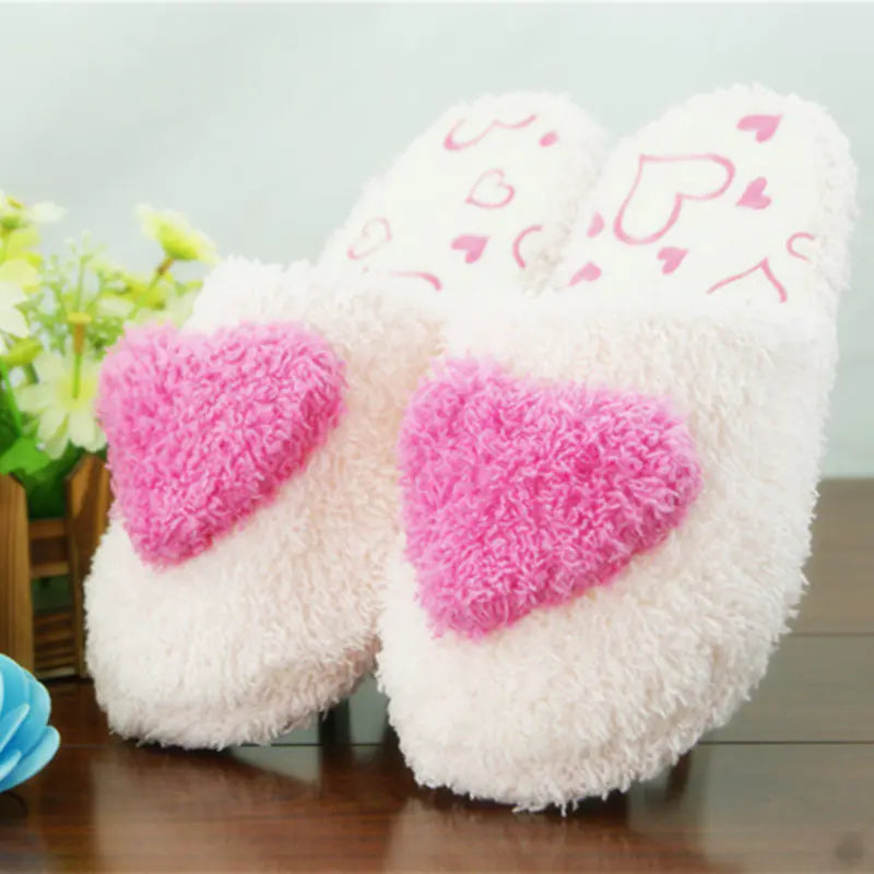 Soft Non-Slip Women's Cotton Slippers with Heart Design- 888
