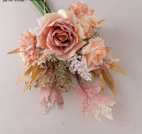 Artificial Rose and Pampas Flower Bouquet (One Set)