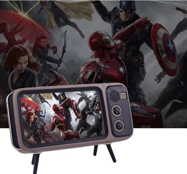 PTH800 Retro TV Phone Stand with Mini Bluetooth Speaker