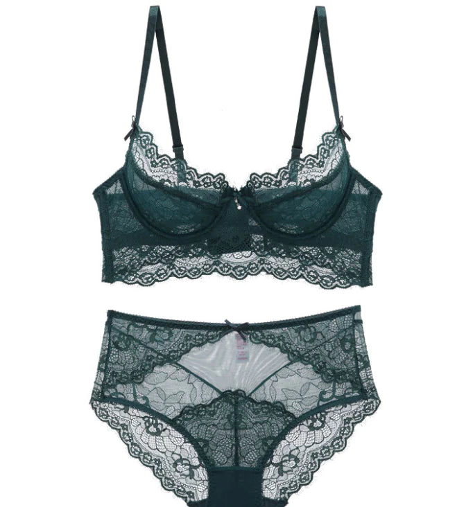 Lace Sexy Lingerie Set with Comfort Wireless Bra