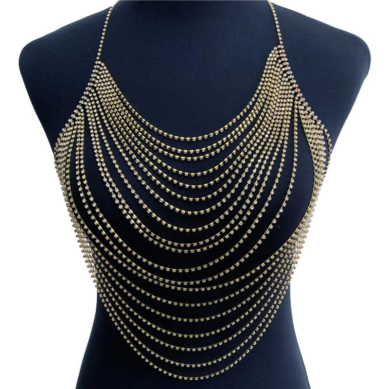 Exaggerated Rhinestone Body Chain for Nightclubs - Lingerie