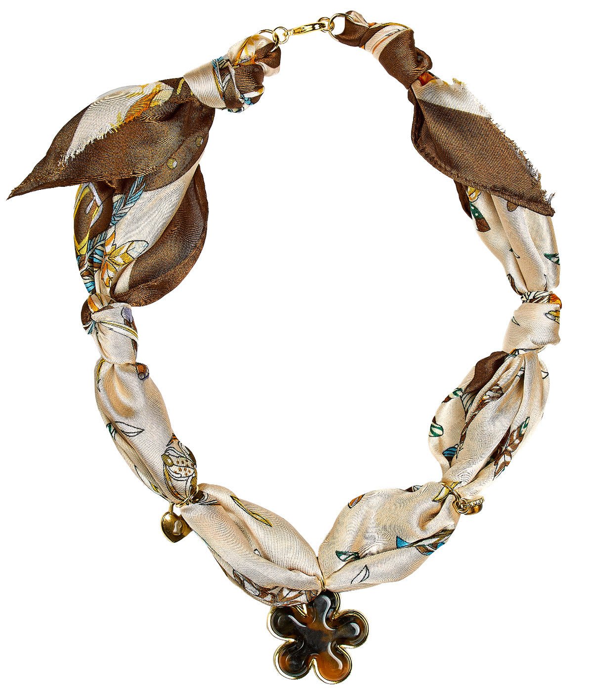 Penny - Brown Tiger Eye Flower - Scarf Necklace