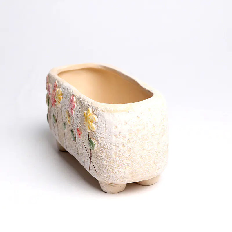 Burnt Hand-painted Ceramic Flower Pots for Succulents