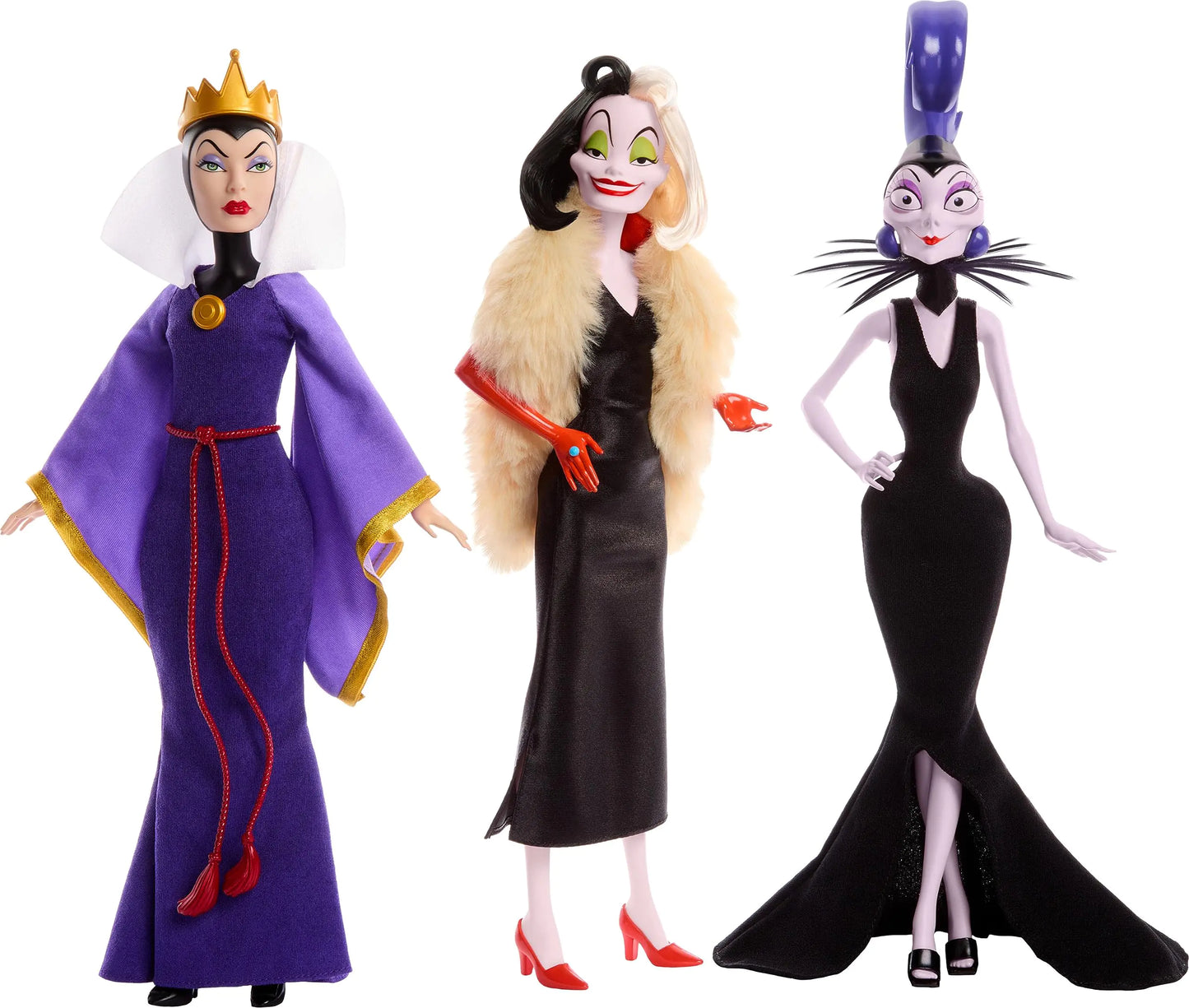 Mattel Disney Princess Toys Villains Multipack with Evil Queen Cruella de Vil & Yzma Fashion Dolls Disney 100 Years of Wonder Collectible - US seller