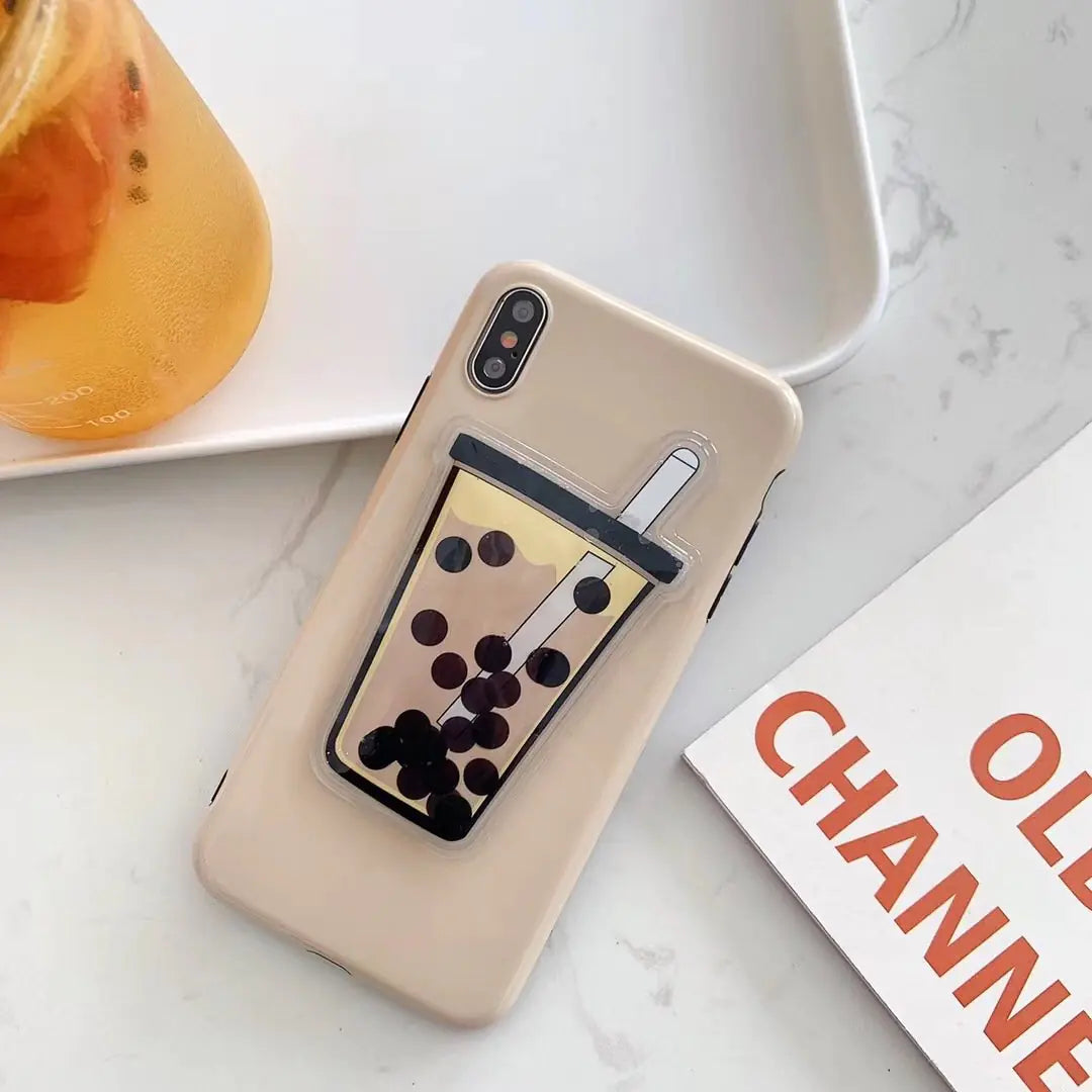 Pearl Milk Tea Decompression Liquid iPhone Case