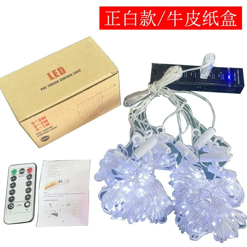 3x3m USB-Powered LED Curtain String Light Decor