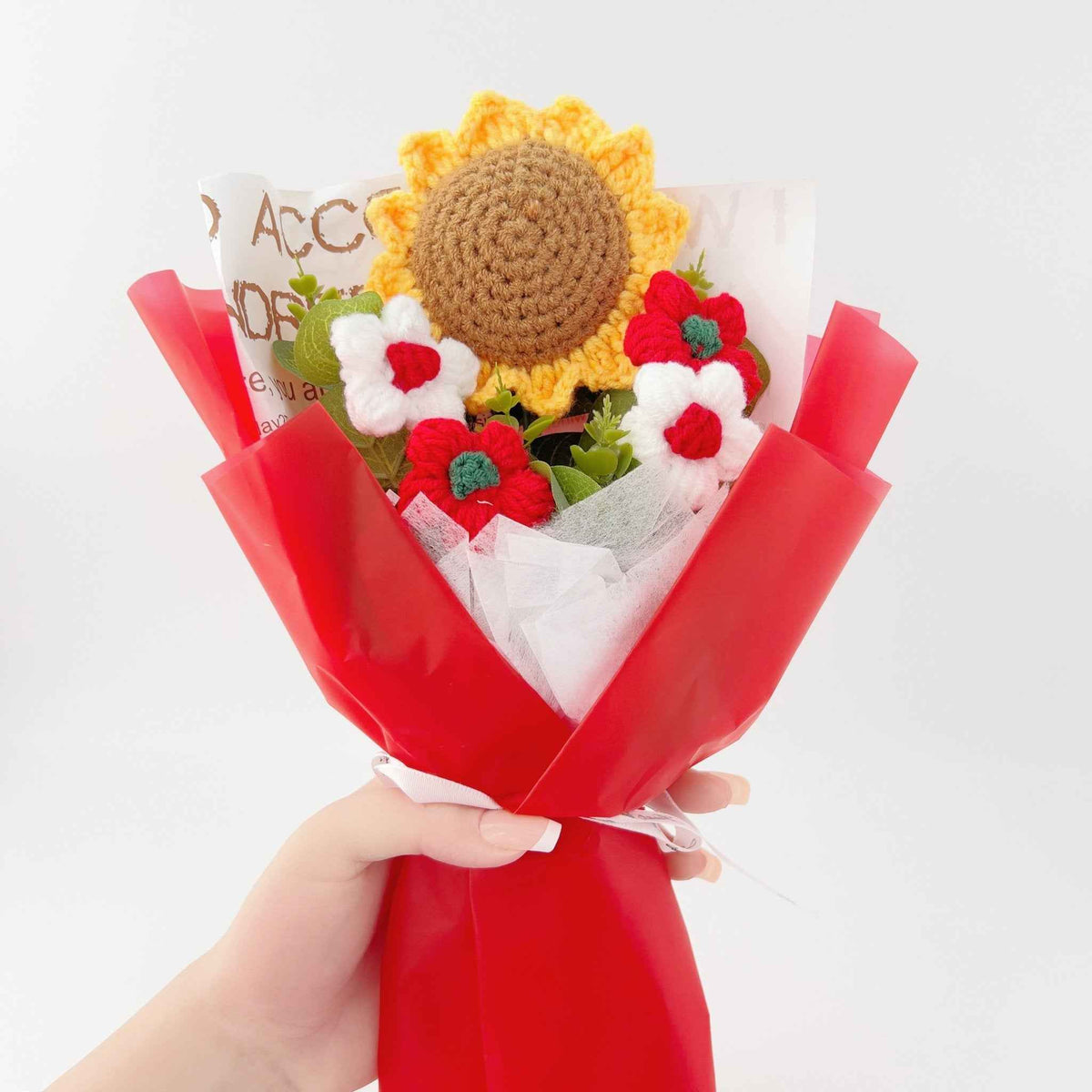 Sunflower Crochet Flower Bouquet Warm Decorative Gift Any Occasion