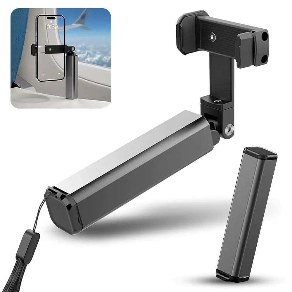 Virwir Phone Holder Mount Adjustable Travel Phone Mounts 360° Rotation Hands Free Airplane Phone Holder with Dual 360 Degree Rotation Pocket Size Phone Mount for All iPhone Android Phone