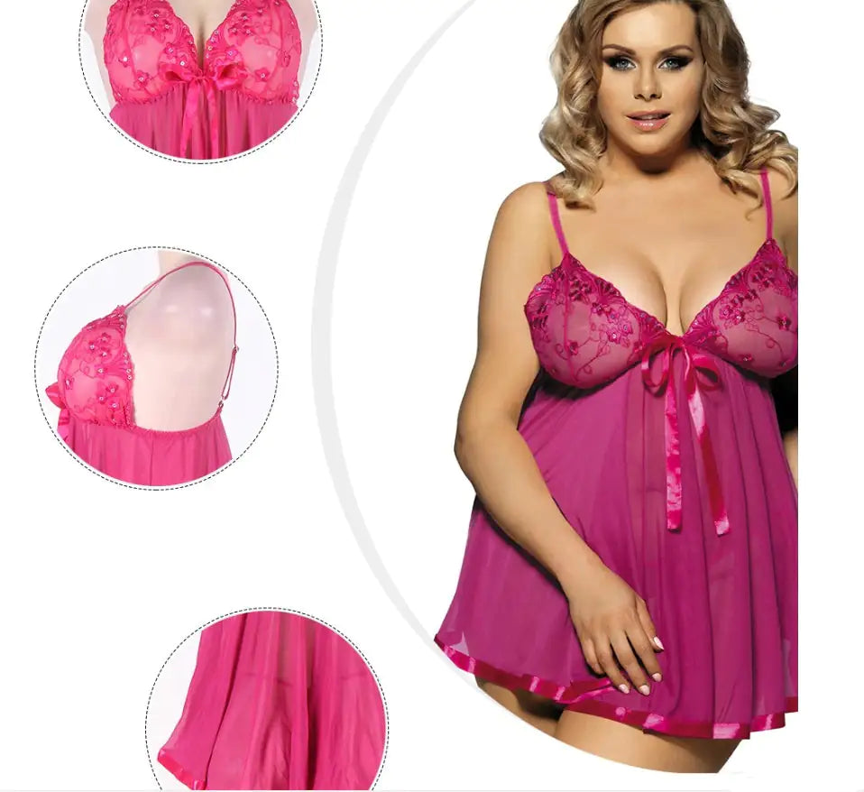 Elegant Lace Plus-Size Sleepdress