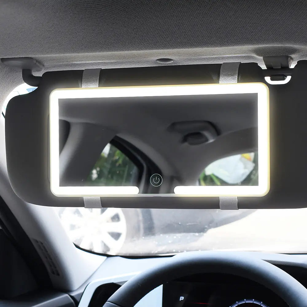Auto-Schminkspiegel mit Sonnenlamellen und dimmbarem Licht