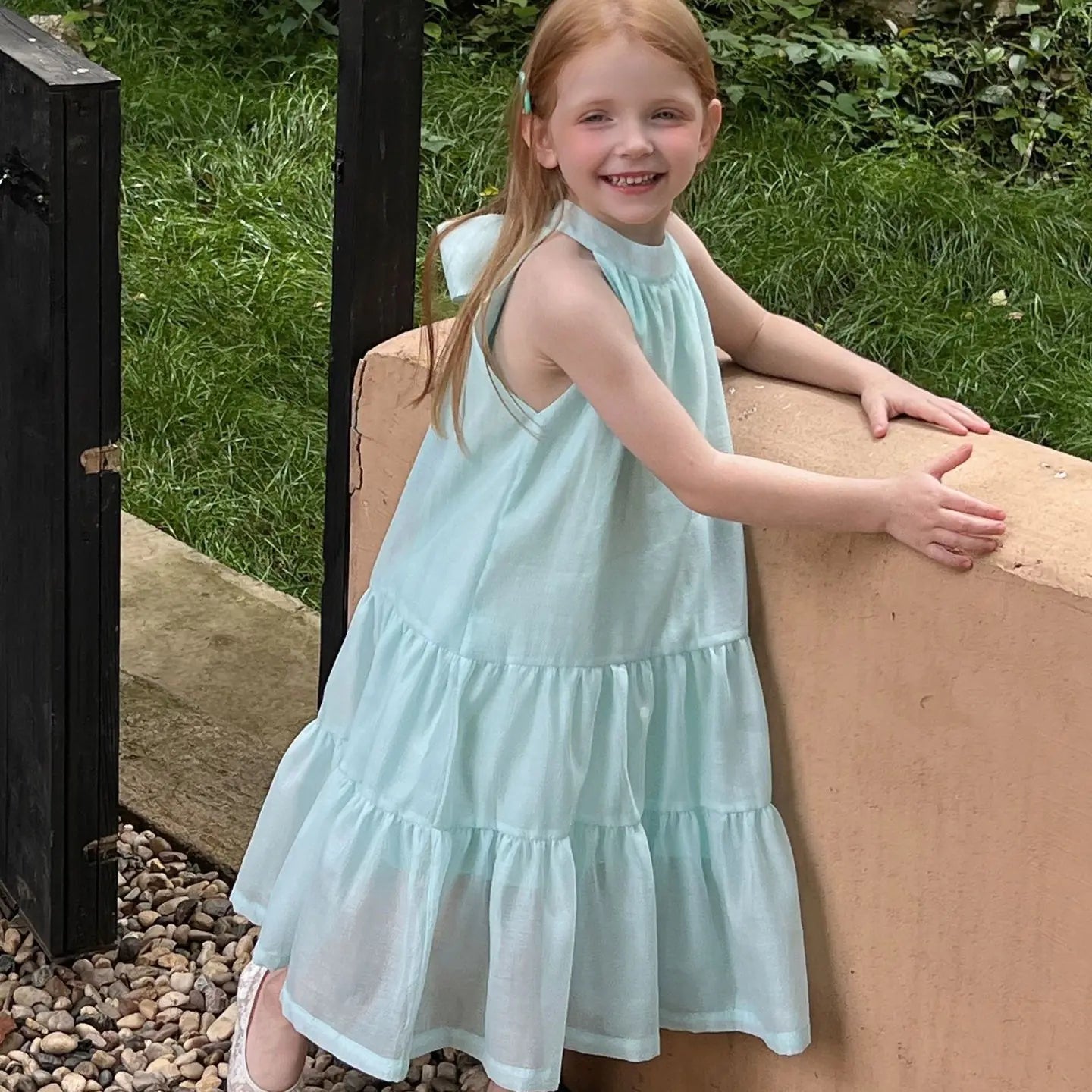 Korean Style Girls' Suspender Skirt with Bow Dress - 888