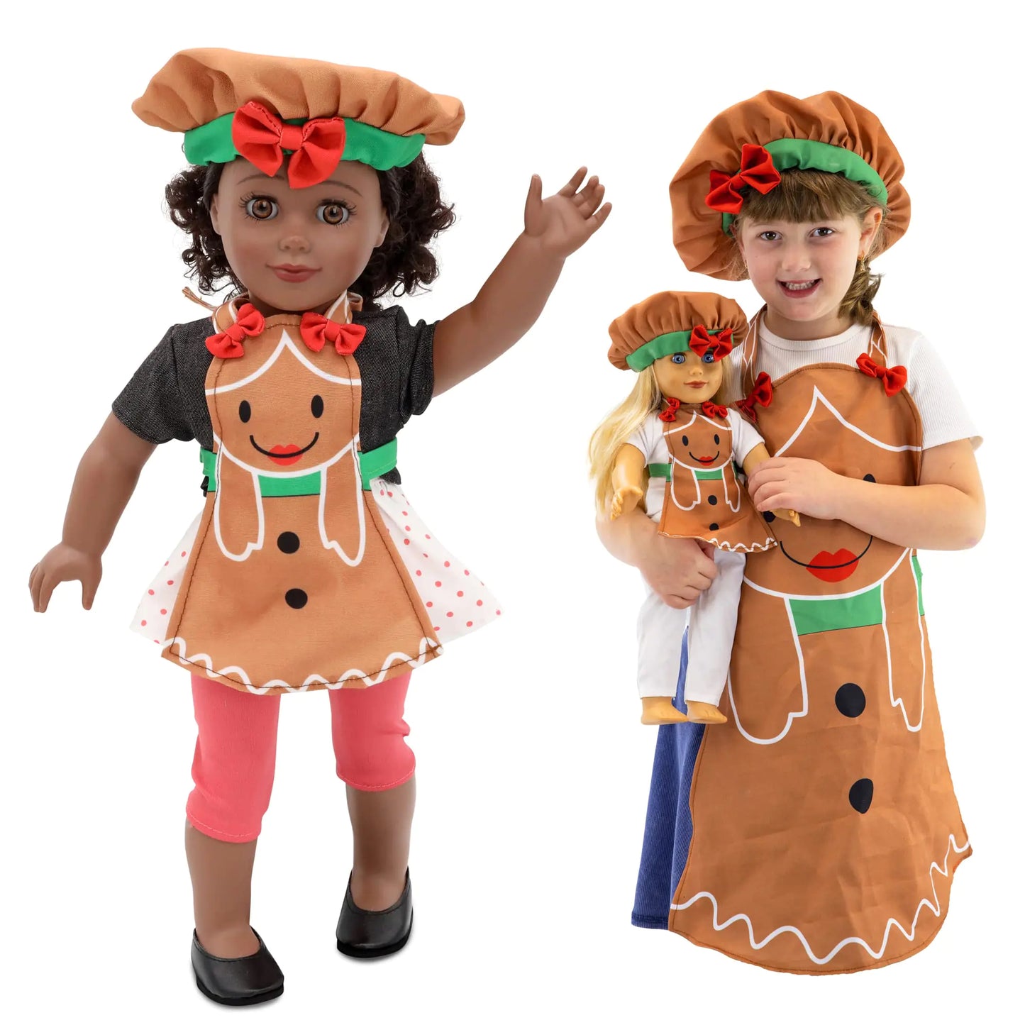 Playtime by Eimmie 18 Inch Doll Clothes - Gingerbread Apron & Matching Apron Accessories Set - Fits Popular 18" Doll Sets for My Doll - 18 Inch Doll Clothes - 18 Inch Doll Apron - US seller