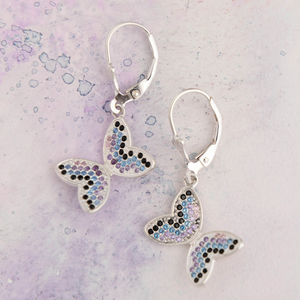 Fluttering Friends Sterling & Crystal Earrings
