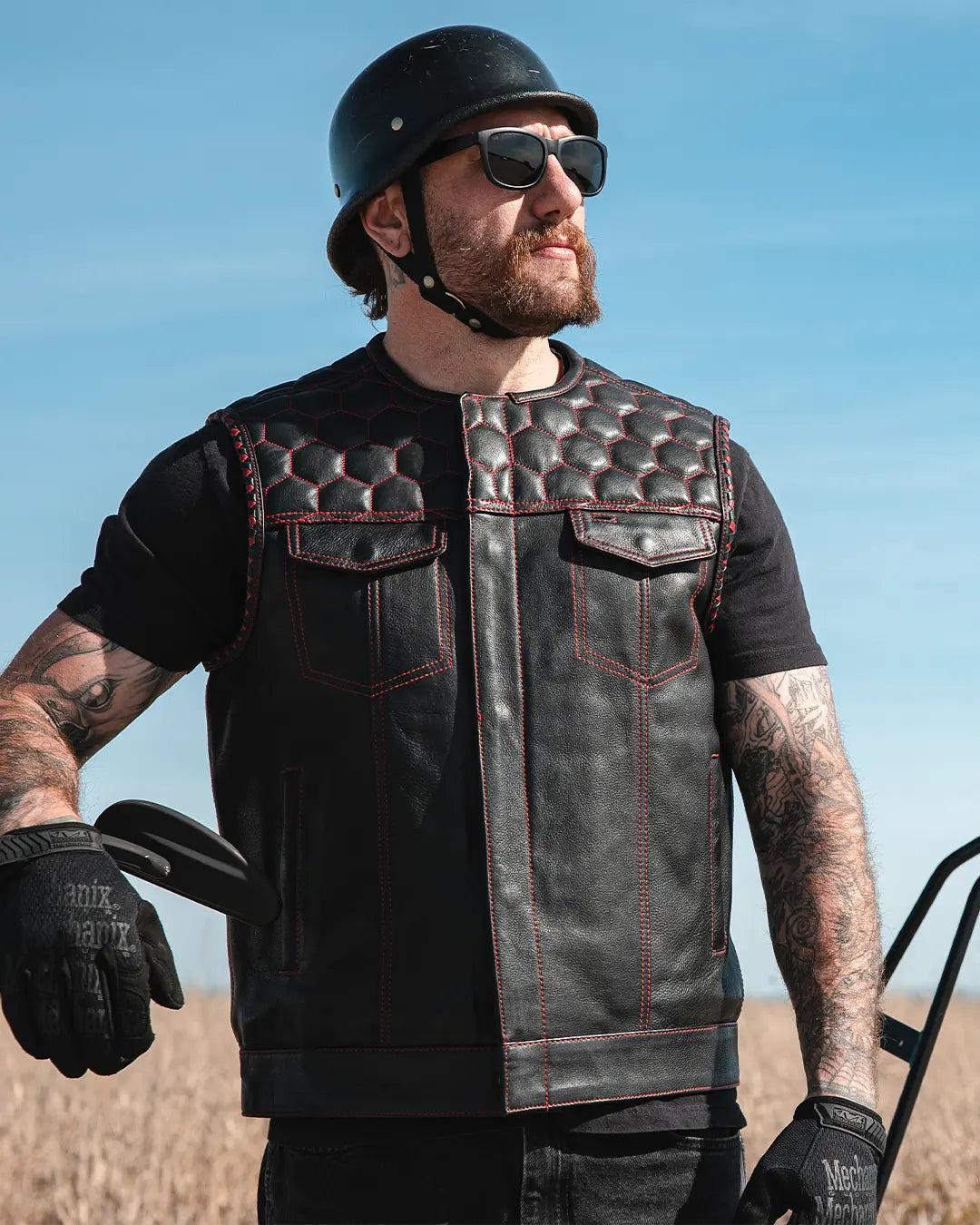 Hornet Men's Club Style Leather Vest