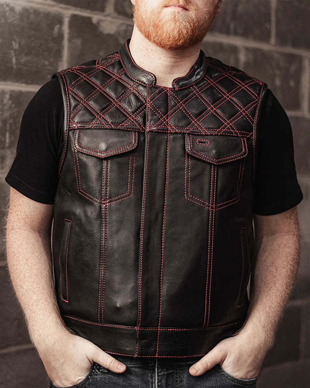 Downside Men's Motorcycle Leather Vest
