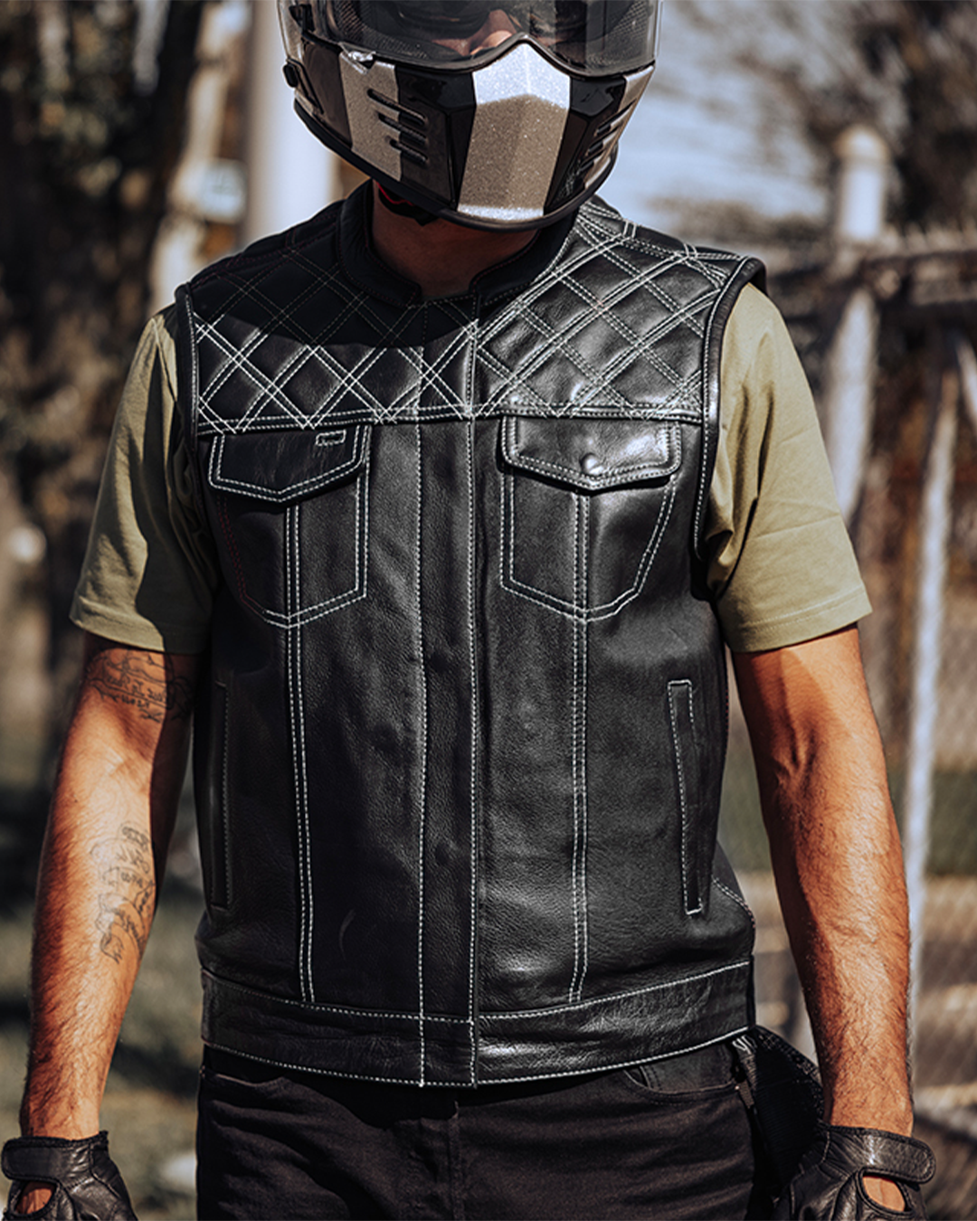 Upside Men's Club Style Leather Vest