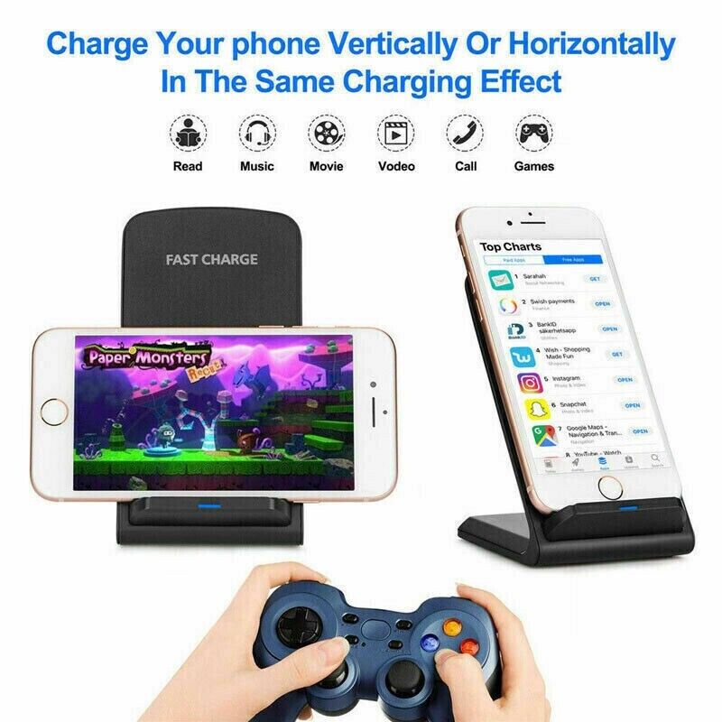 Qi Wireless Fast Charger Charging Pad Stand Dock For Samsung Galaxy iPhone Phone - us seller