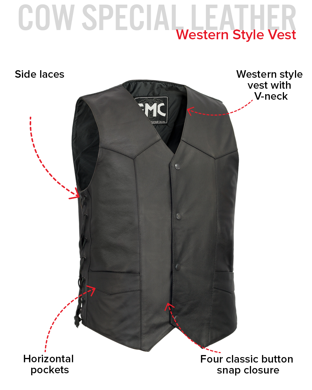 Carbine Men's Western Style Leather Motorcycle Vest