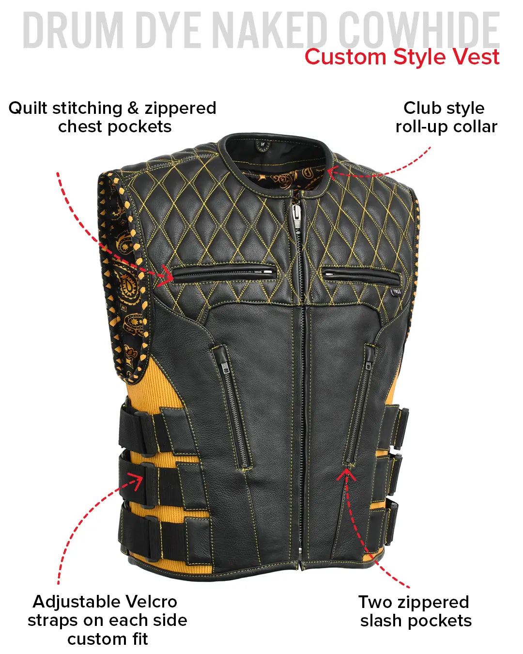 Tactical Emerald Men’s Motorcycle Leather Vest