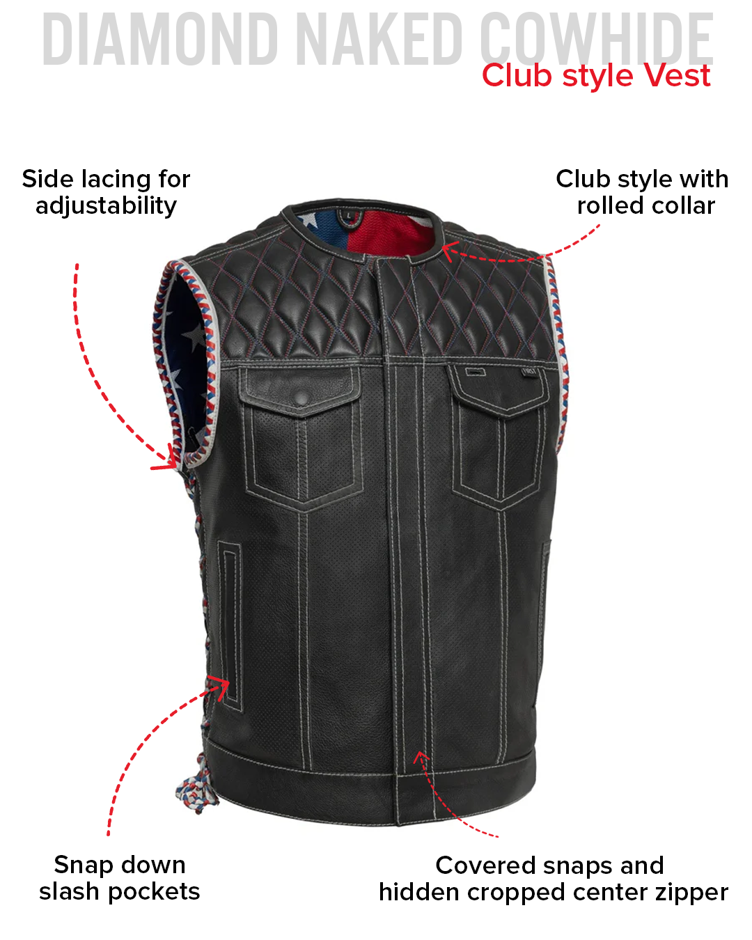 Captain Perforated Men's Motorcycle Leather Vest