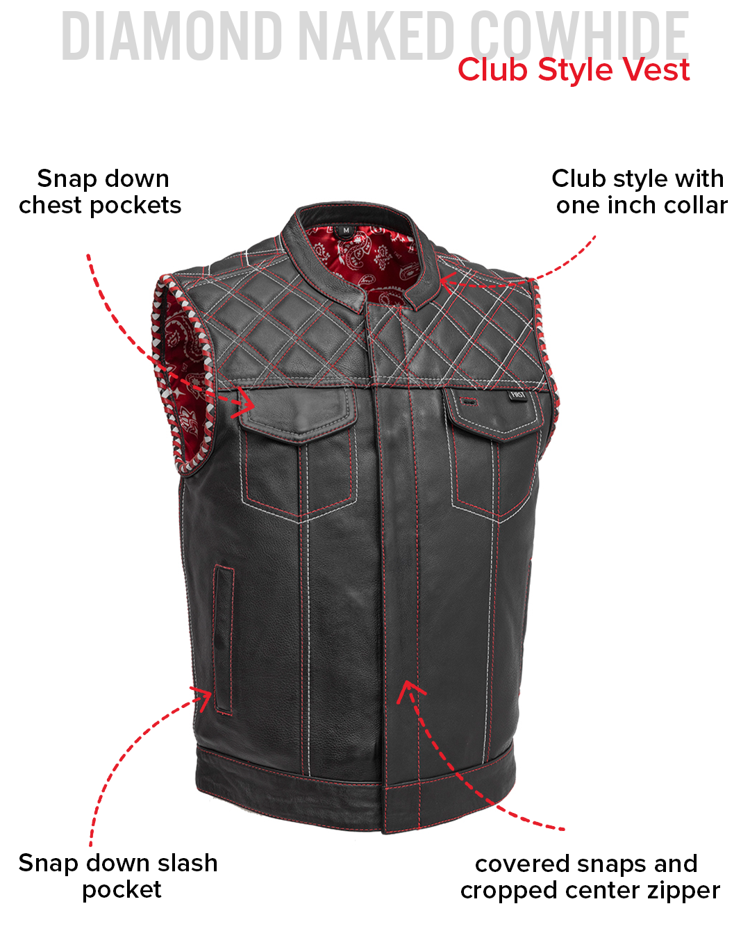 Sinister - Men's Motorcycle Leather Vest
