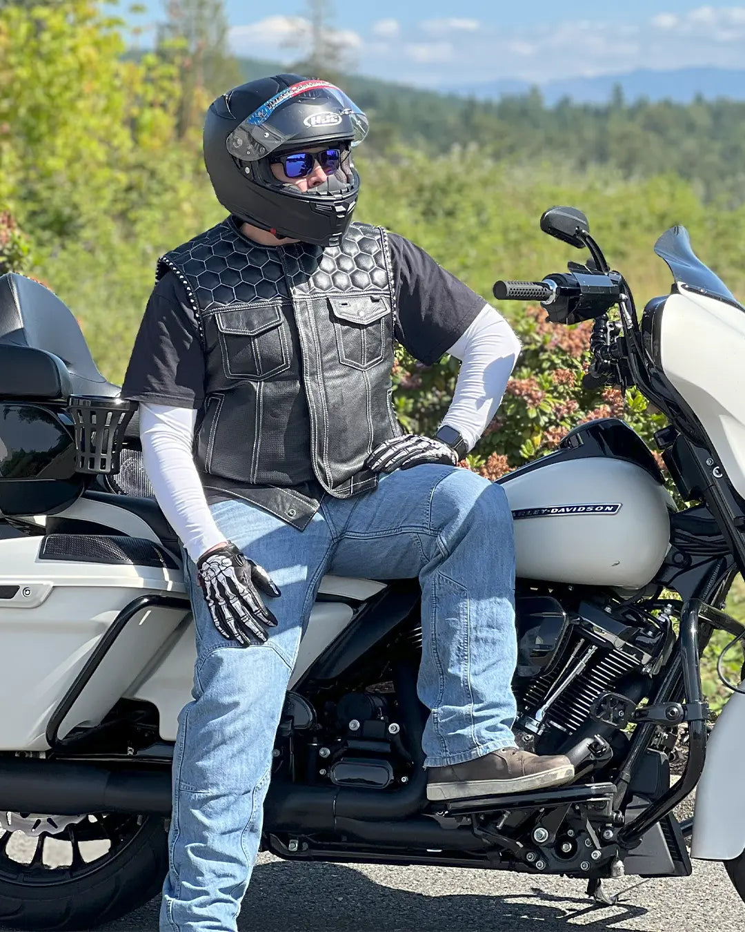 Hornet Perforated Men's Club Style Leather Vest