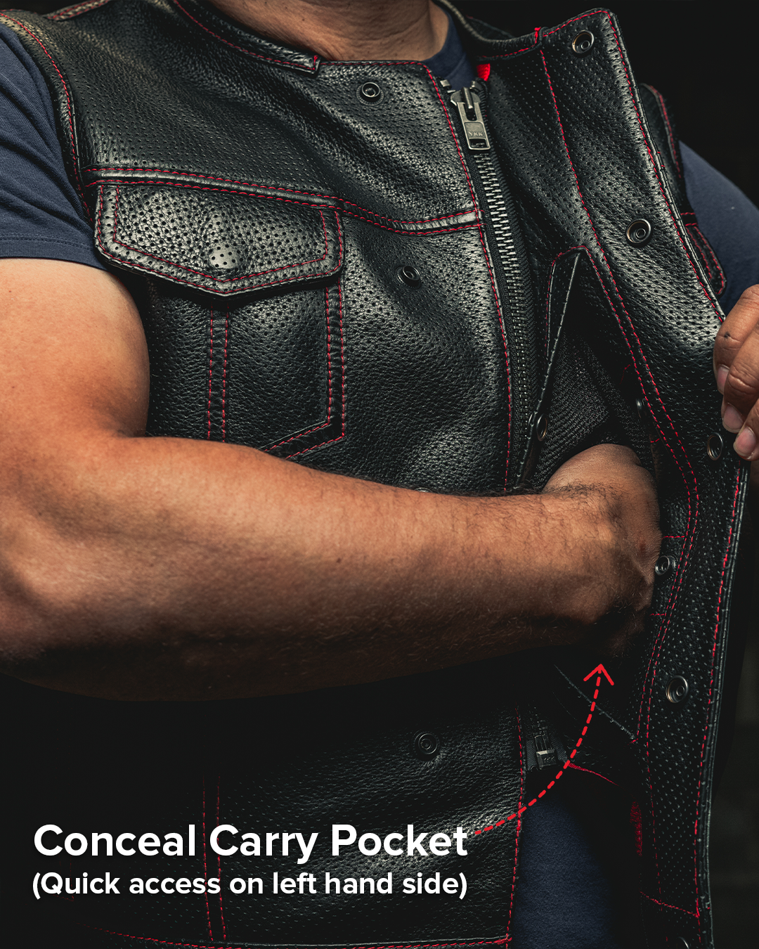 Lowside Men's Perforated Motorcycle Leather Vest